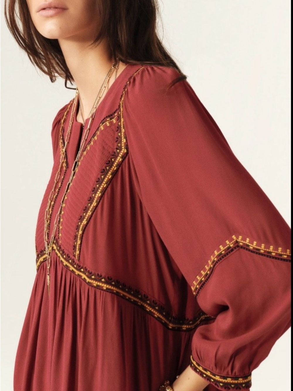 NWT Ba&Sh TULSIE Mini Dress in Red / brique size 2 / Medium boho - Picture 4 of 16